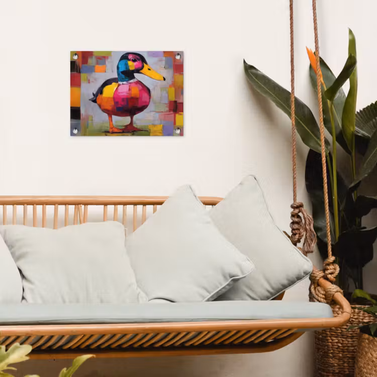 Eend - Vlakken - Abstract - Kleurrijk tuinposter los doek klein -sfeer7
