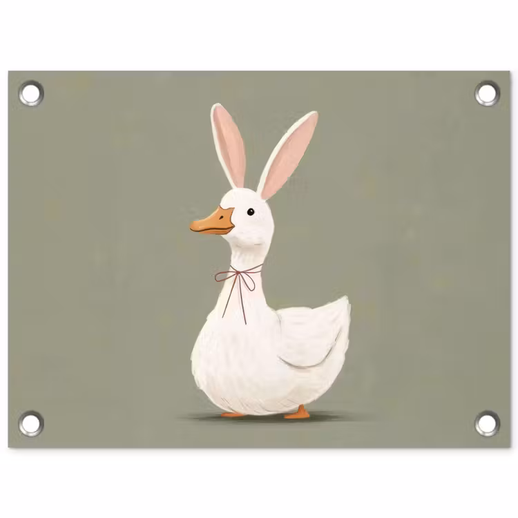 Eend - Konijnoren - Grijs tuinposter los doek klein -3d