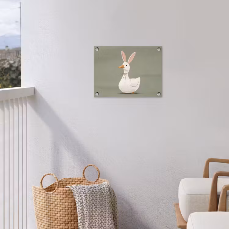 Eend - Konijnoren - Grijs tuinposter los doek klein -sfeer8