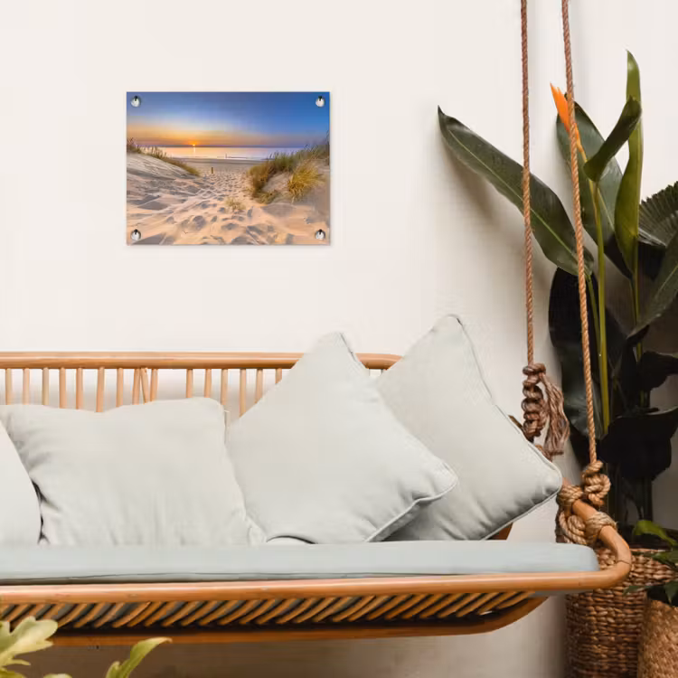 Duin - Zonsondergang - Horizon - Strand - Gras tuinposter los doek klein -sfeer7