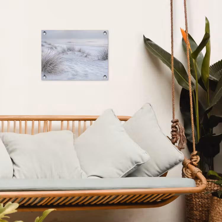 Duinen - Sneeuw - Strand - Winter - Serene tuinposter los doek klein -sfeer7