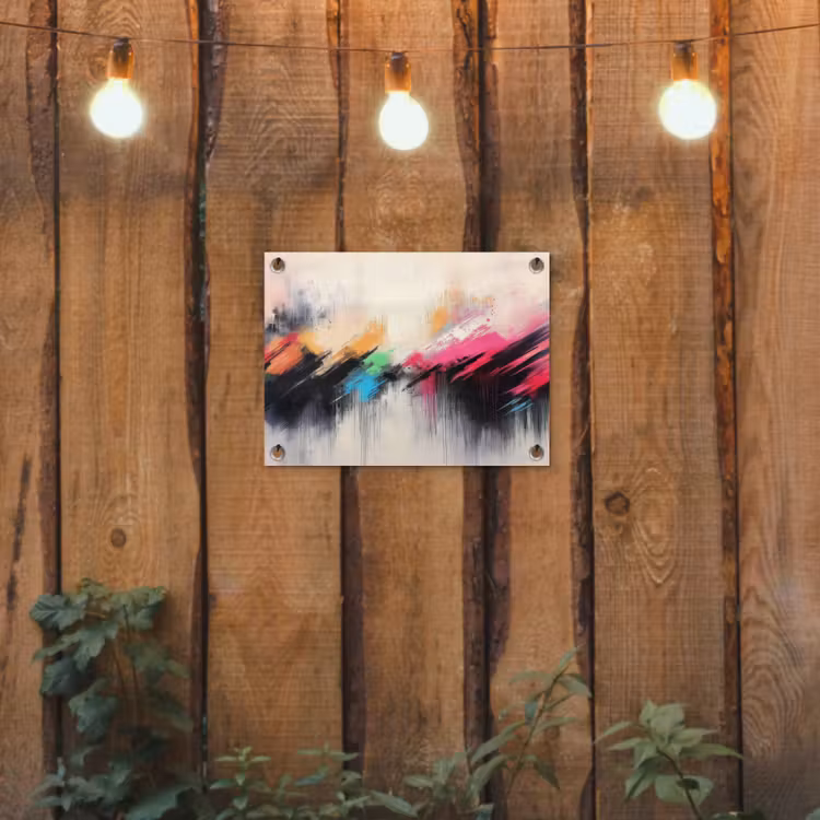 Dynamisch - Abstract - Kleurrijk - Zwart tuinposter los doek klein -sfeer1