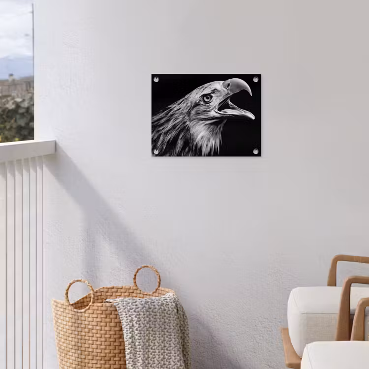 Adelaar - Portret - Roofvogels - Zwart - Wit - Vogel tuinposter los doek klein -sfeer8