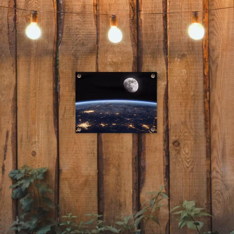 Garden Poster - Earth - Night - Space - Aarde - Nacht - Ruimte tuinposter los doek klein