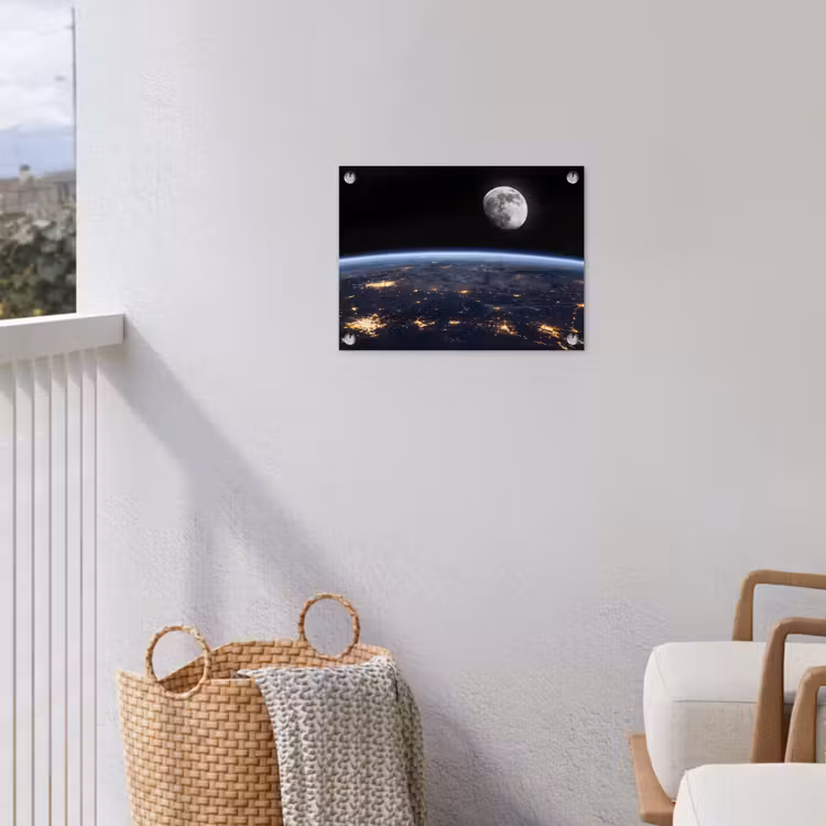 Garden Poster - Earth - Night - Space - Aarde - Nacht - Ruimte tuinposter los doek klein