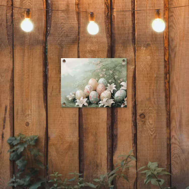 Paaseieren - Pasteltinten - Bloemen tuinposter los doek klein -sfeer1