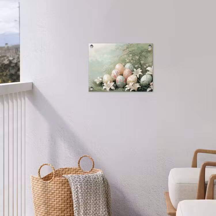Paaseieren - Pasteltinten - Bloemen tuinposter los doek klein -sfeer8