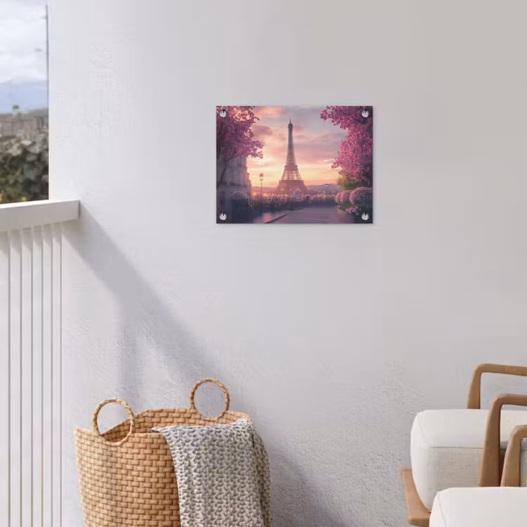 Eiffeltoren - Parijs - Roze tuinposter los doek klein -sfeer8