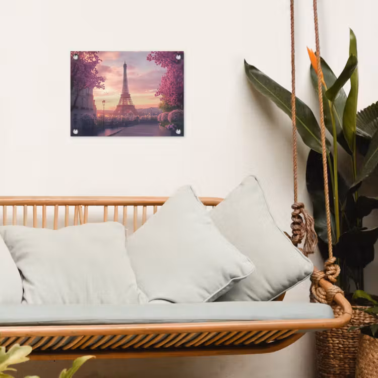 Eiffeltoren - Parijs - Roze tuinposter los doek klein -sfeer7