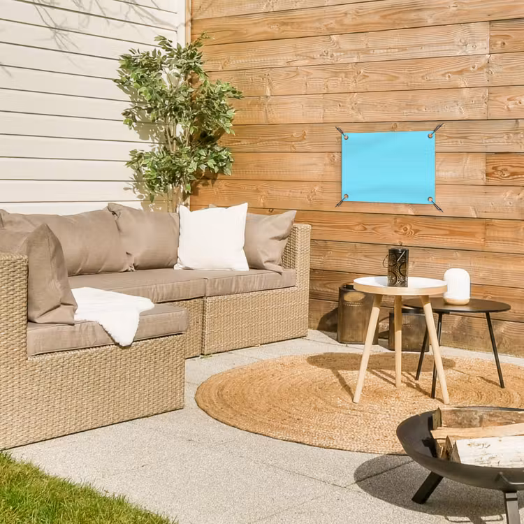 Electric - Cyan - Blauw tuinposter los doek klein 239 -sfeer4
