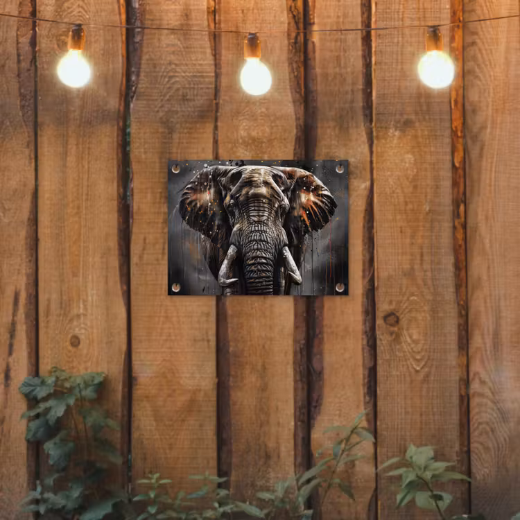 Olifant - Watercolor - Wilde dieren - Luxe tuinposter los doek klein -sfeer1