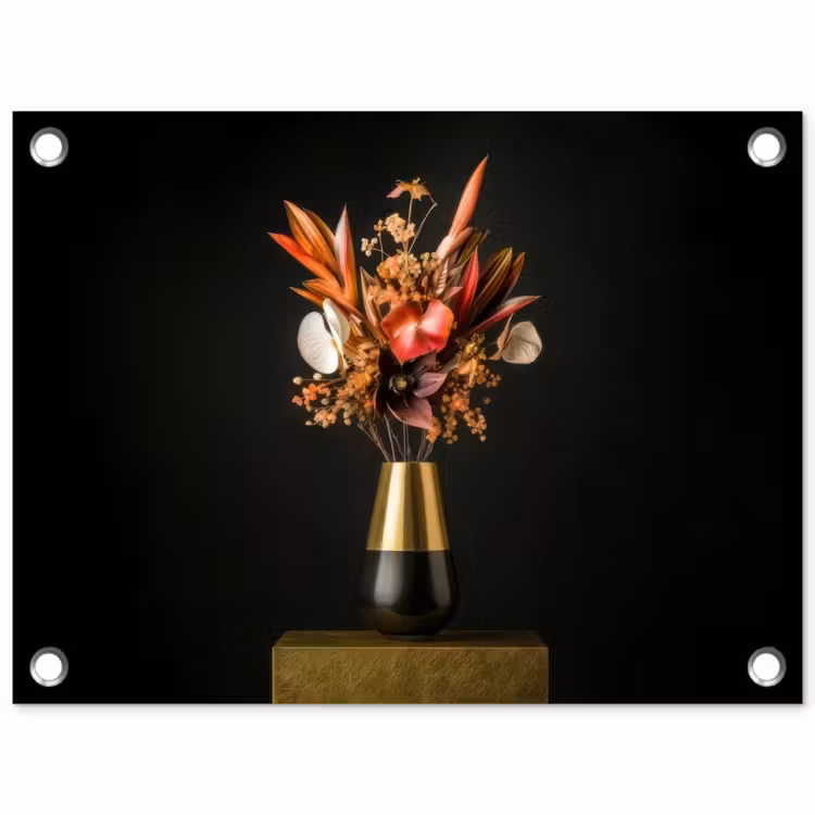 Exotisch - Boeket - Vaas - Goud tuinposter los doek klein -3d