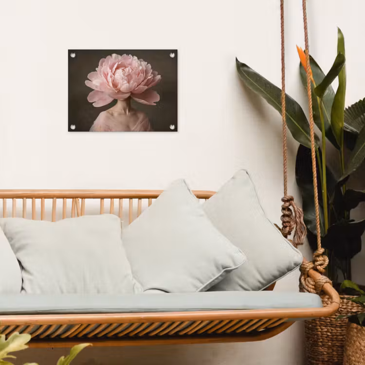 Gezicht - Roos - Roze tuinposter los doek klein -sfeer7