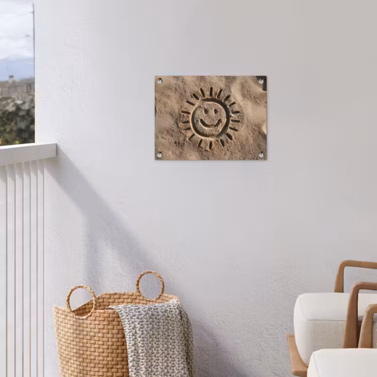 Gezichtje - Zon - Zand - Getekend tuinposter los doek klein -sfeer8