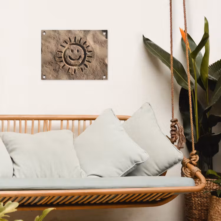Gezichtje - Zon - Zand - Getekend tuinposter los doek klein -sfeer7
