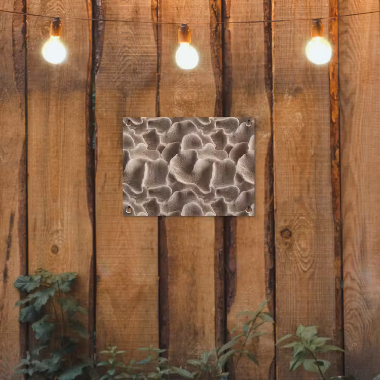 Waaiervorm - Beige - Vezel textuur tuinposter los doek klein 239 -sfeer1