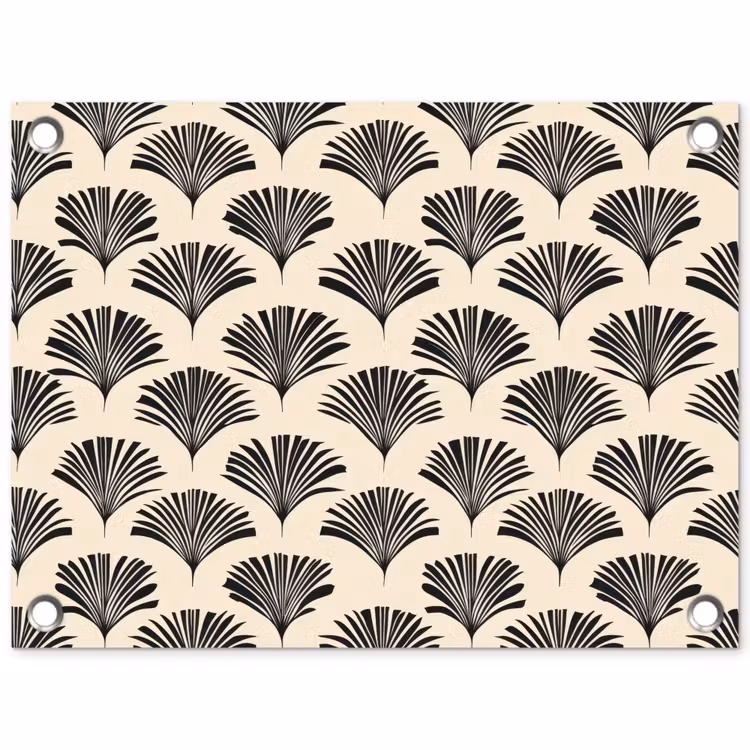 Waaiers - Botanisch - Zwart - Beige tuinposter los doek klein 239 -3d