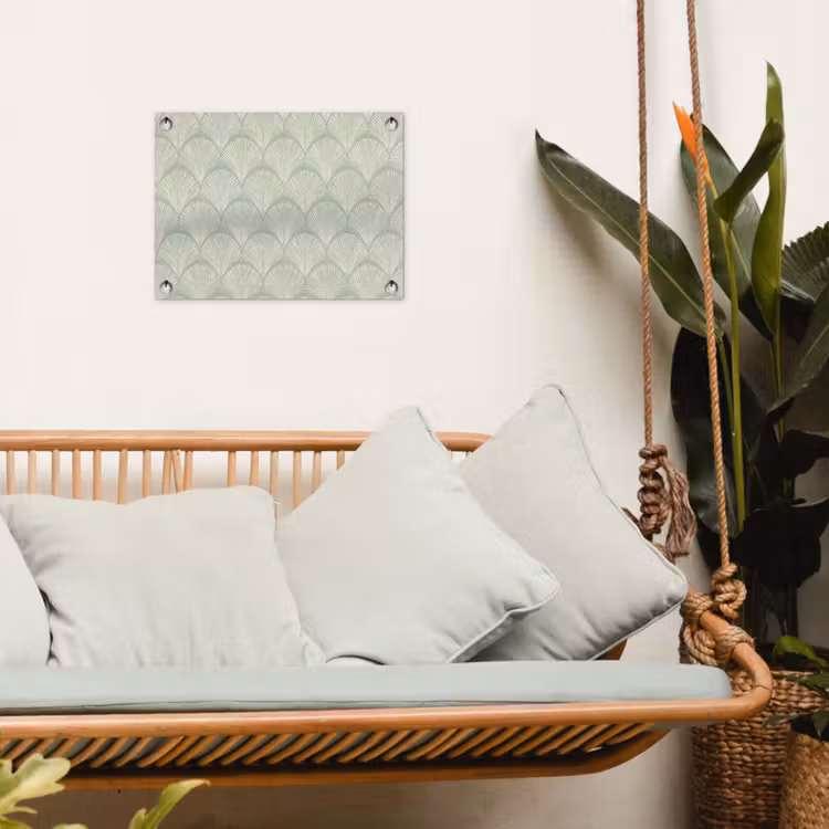 Waaiers - Patroon - Groen tuinposter los doek klein 239 -sfeer7