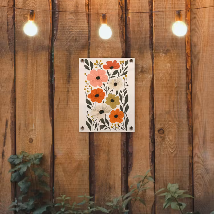 Veldbloemen - Stengels - Blaadjes - Groen tuinposter los doek klein -sfeer1