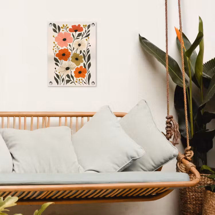 Veldbloemen - Stengels - Blaadjes - Groen tuinposter los doek klein -sfeer7