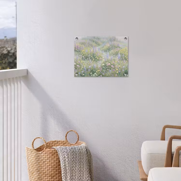 Bloemenveld - Heuvels - Kleurrijk tuinposter los doek klein -sfeer8