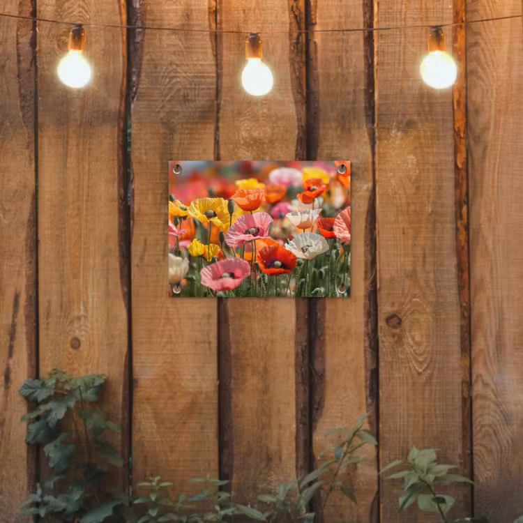 Bloemenveld - Klaprozen - Kleurrijk tuinposter los doek klein -sfeer1