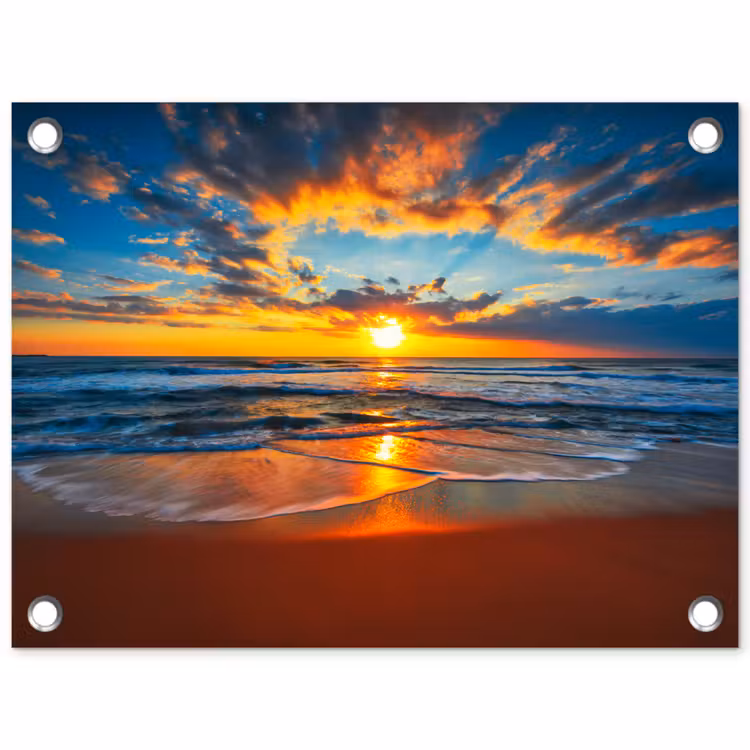 Vurige Zonsopgang aan Zee tuinposter los doek klein -3d