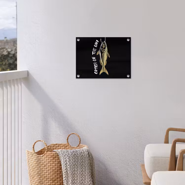 Vis - Zwart - Goud - Tekst tuinposter los doek klein -sfeer8