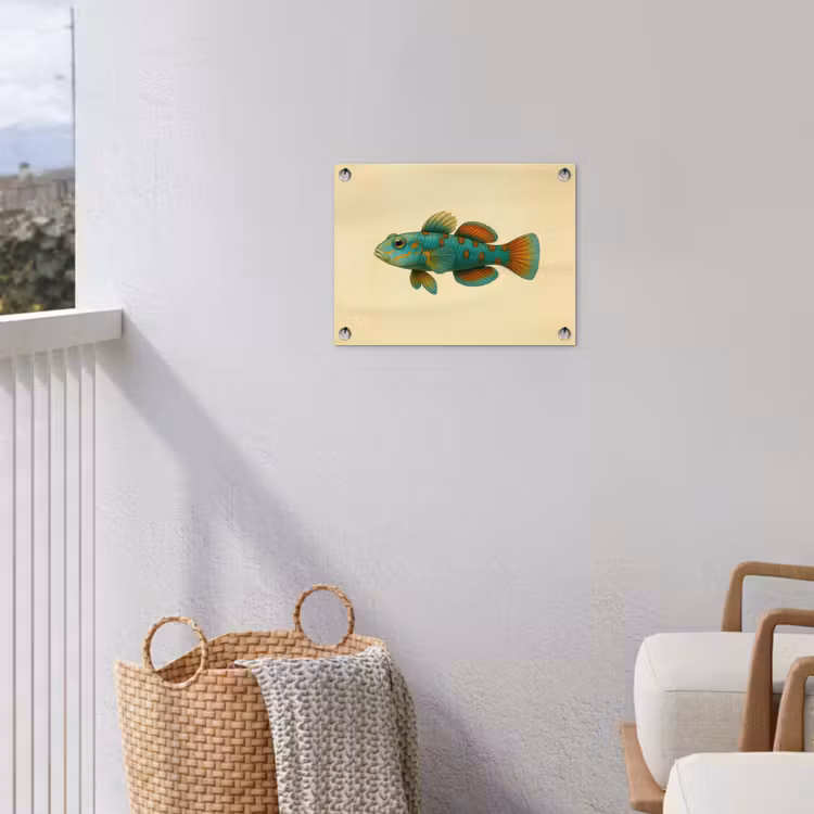 Vis - Blauw - Stippen - Schubben tuinposter los doek klein -sfeer8