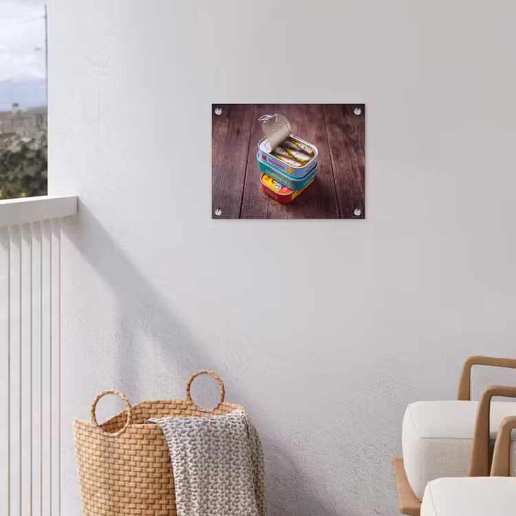 Garden Poster - Fish - Cans - Kitchen - Vis - Blikjes - Keuken tuinposter los doek klein