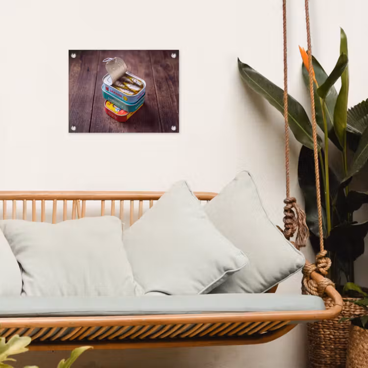 Garden Poster - Fish - Cans - Kitchen - Vis - Blikjes - Keuken tuinposter los doek klein