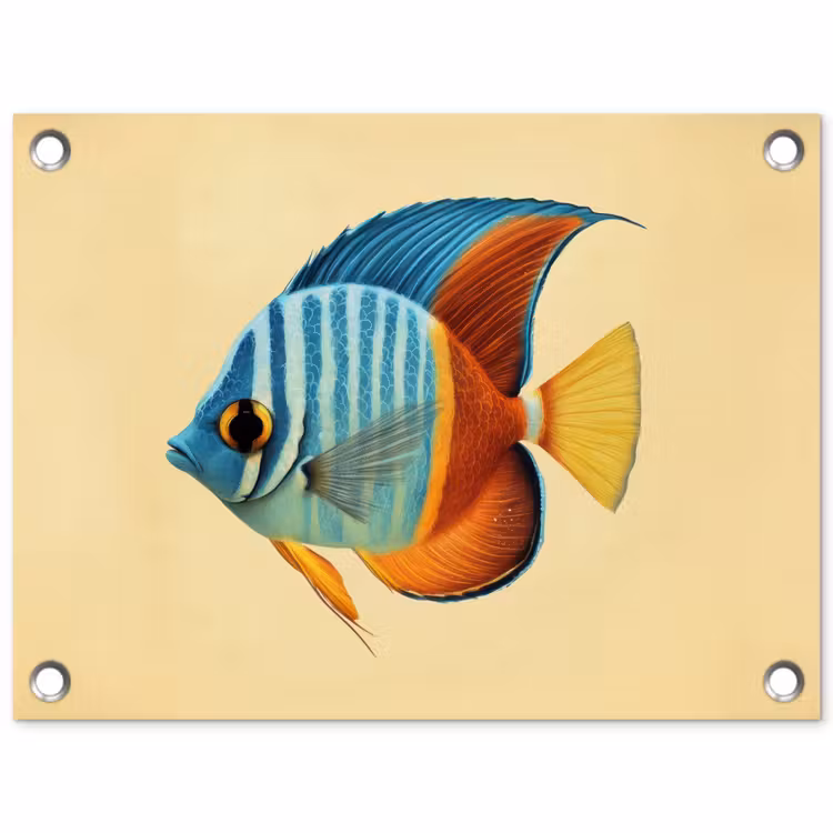 Vis - Vinnen - Blauw - Ogen tuinposter los doek klein -3d