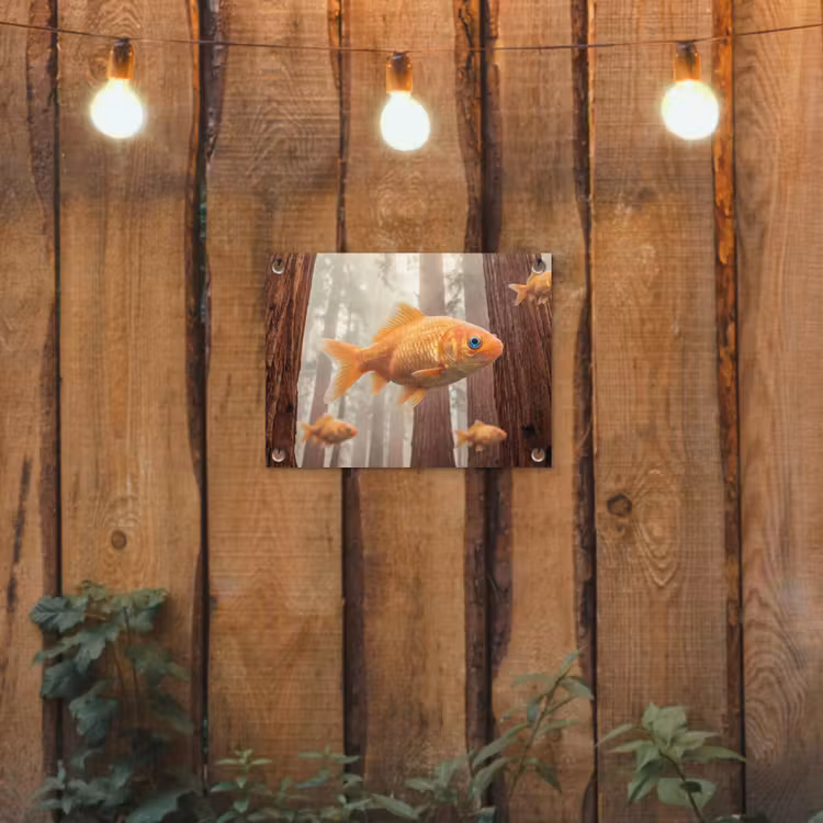 Garden Poster - Fish - Forest - Fantasy - Vis - Bos - Fantasie tuinposter los doek klein