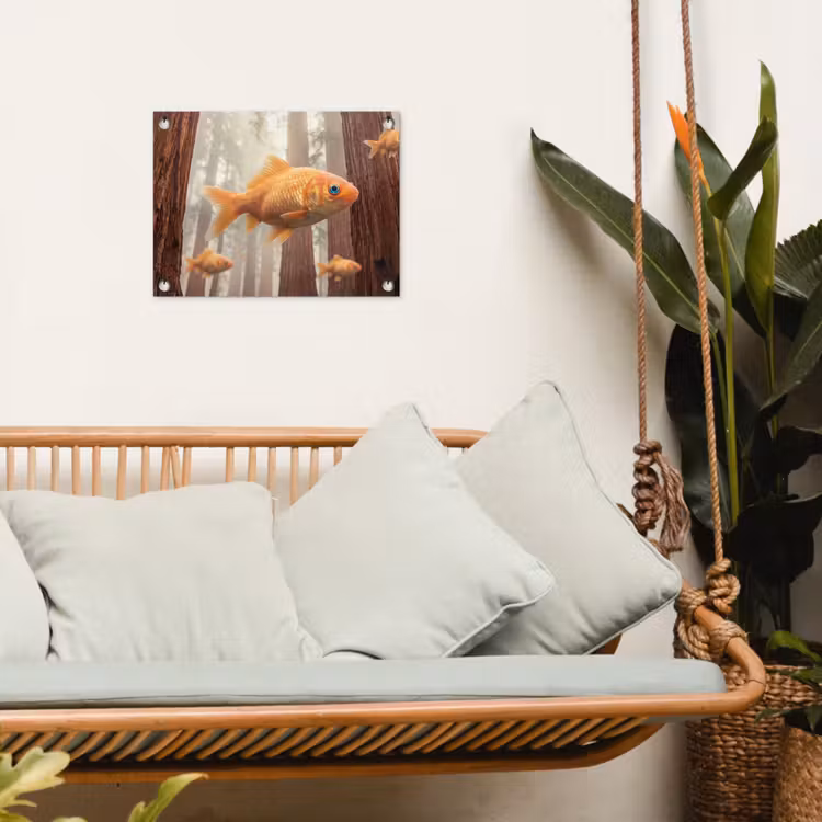 Garden Poster - Fish - Forest - Fantasy - Vis - Bos - Fantasie tuinposter los doek klein