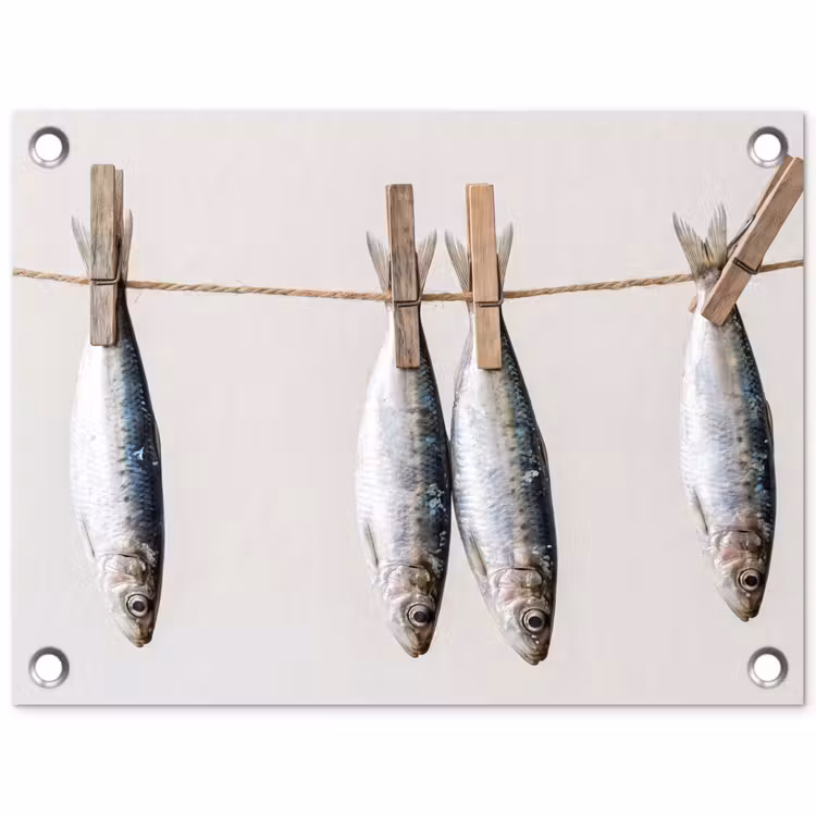 Garden Poster - Fish - Hanging - Food - Vis - Hangend - Eten tuinposter los doek klein