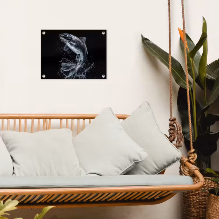 Vis - Koi - Zwart - Water tuinposter los doek klein -sfeer7