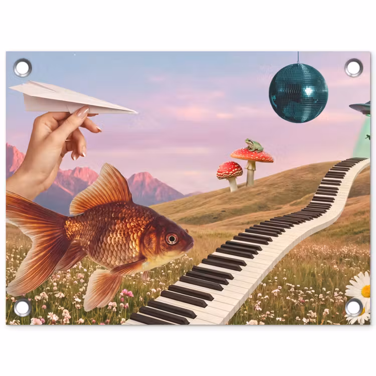 Garden Poster - Fish - Nature - Abstract - Vis - Natuur - Abstract tuinposter los doek klein