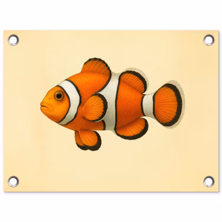 Vis - Oranje - Strepen tuinposter los doek klein -3d
