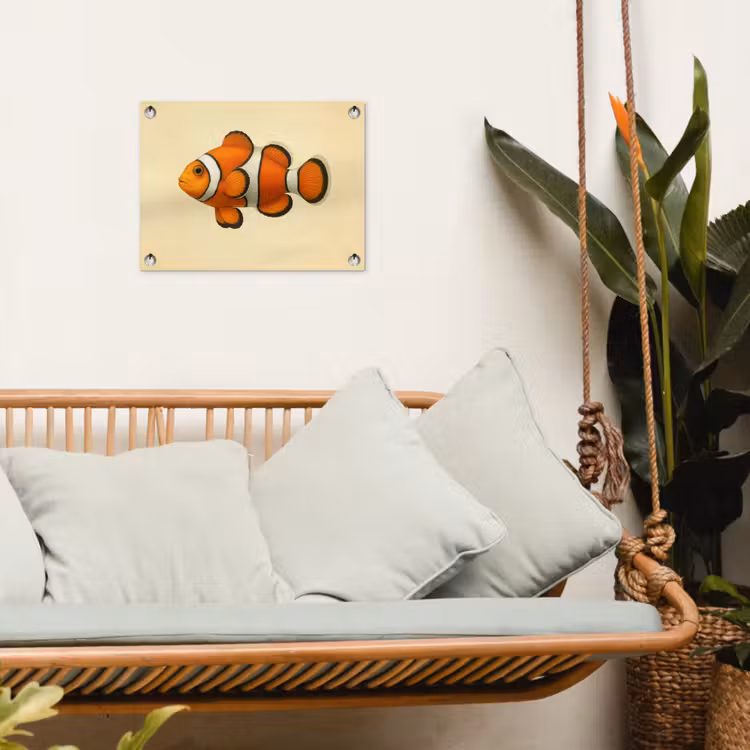 Vis - Oranje - Strepen tuinposter los doek klein -sfeer7