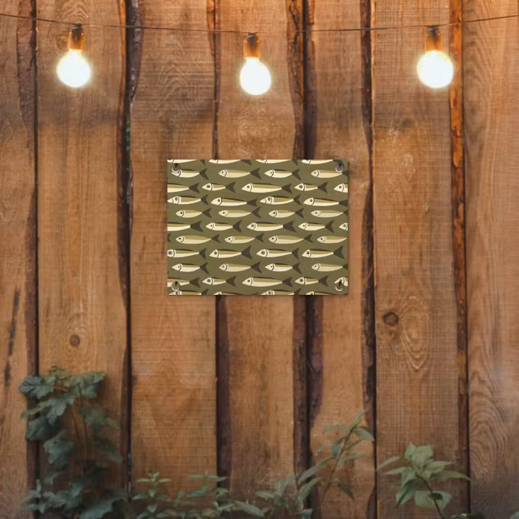Vis - Patroon - Groen tuinposter los doek klein 239 -sfeer1