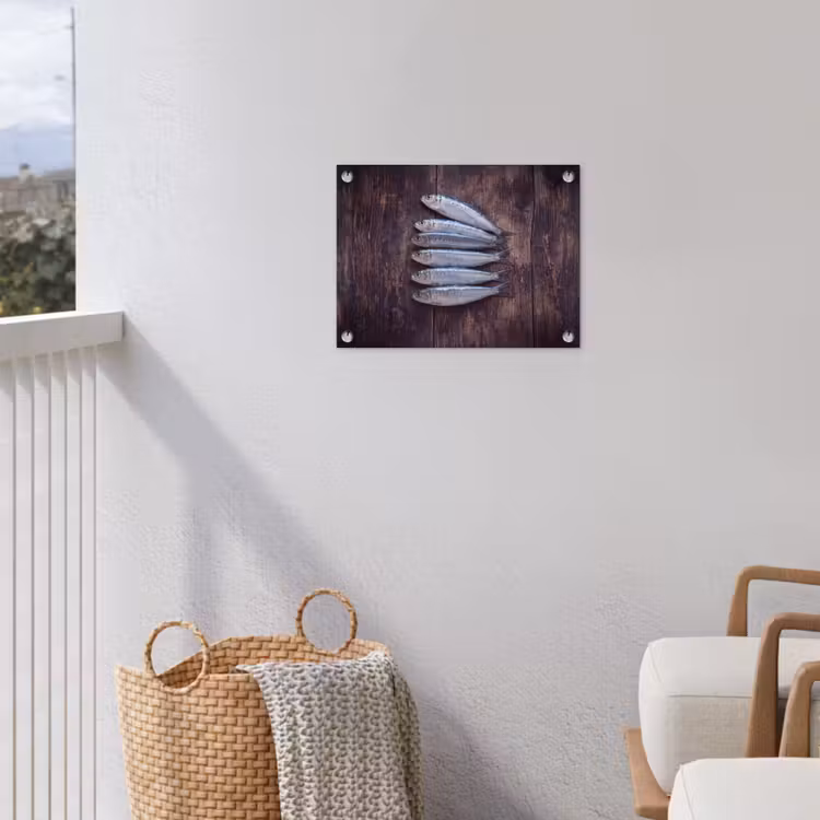 Garden Poster - Fish - Wood - Food - Vis - Hout - Eten tuinposter los doek klein