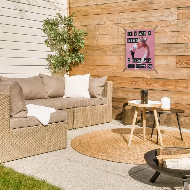 Flamingo - Roze - Vogel - Decoratie tuinposter los doek klein -sfeer4