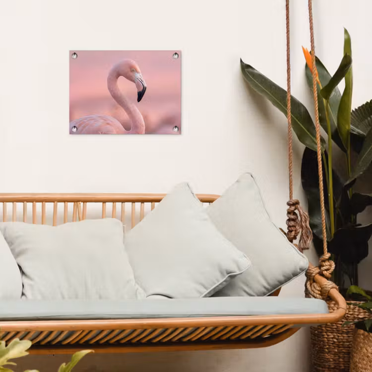 Flamingo - Portret - Roze tuinposter los doek klein -sfeer7