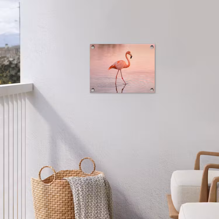 Flamingo - Water - Roze tuinposter los doek klein -sfeer8