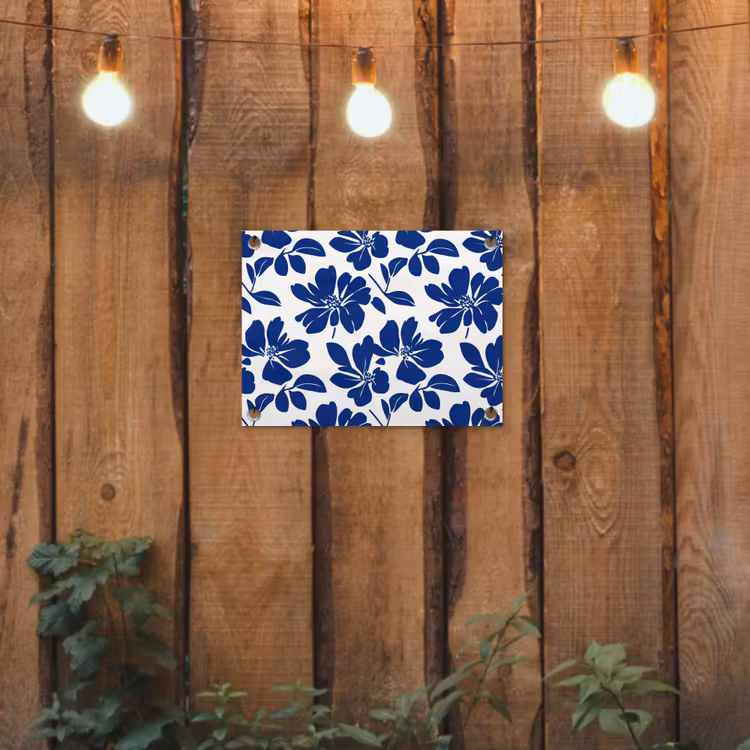 Floraal - Modern - Blauw tuinposter los doek klein 239 -sfeer1