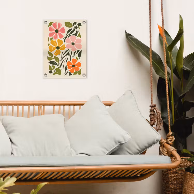 Bloemen - Speels - Kleurrijk tuinposter los doek klein -sfeer7