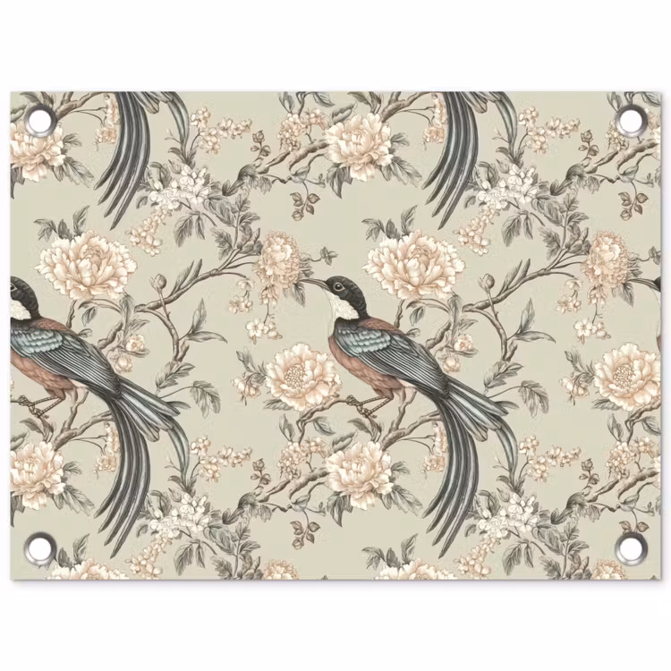 Bloem - Vogel - Kleurrijk tuinposter los doek klein 239 -3d
