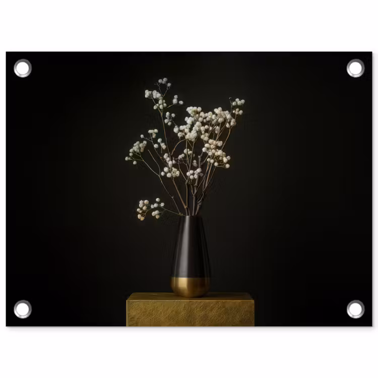 Bloembollen - Wit - Vaas - Minimalistisch tuinposter los doek klein -3d