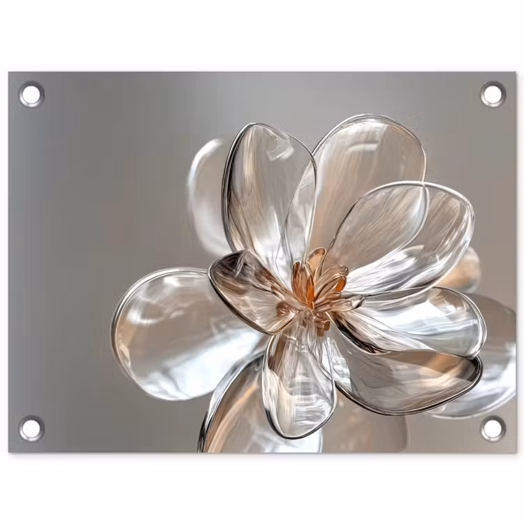 Bloem - Glazen - Doorzichtig tuinposter los doek klein -3d