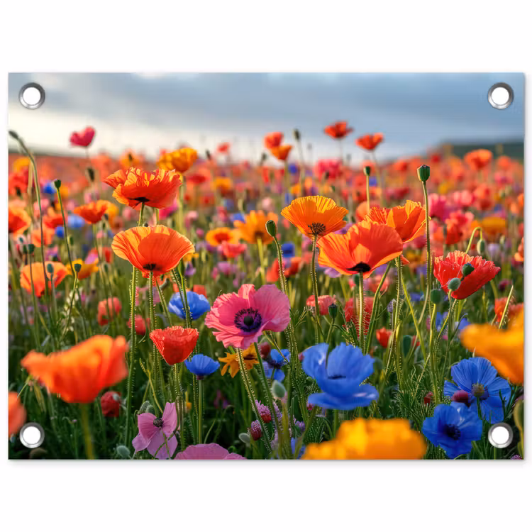 Bloemenweide in volle bloei tuinposter los doek klein -3d